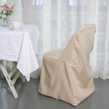 Nude Polyester Folding Chair Cover, Reusable Stain Resistant Slip On Chair Cover