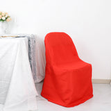 Red Polyester Folding Chair Cover, Reusable Stain Resistant Slip On Chair Cover