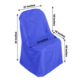 Royal Blue Polyester Folding Chair Cover, Reusable Stain Resistant Slip On Chair Cover