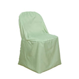 Sage Green Polyester Folding Chair Cover, Reusable Stain Resistant Slip On Chair Cover#whtbkgd