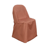 Terracotta (Rust) Polyester Folding Chair Cover, Reusable Stain Resistant Chair Cover#whtbkgd