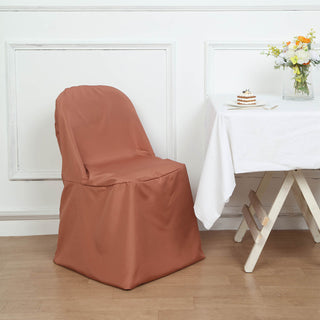 Terracotta (Rust) Polyester Folding Round Chair Cover