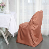 Terracotta (Rust) Polyester Folding Chair Cover, Reusable Stain Resistant Slip On Chair Cover