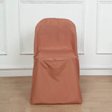 Terracotta (Rust) Polyester Folding Chair Cover, Reusable Stain Resistant Slip On Chair Cover
