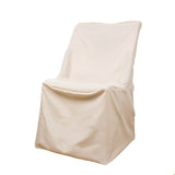 Beige Lifetime Polyester Reusable Folding Chair Cover, Durable Slip On Chair Cover#whtbkgd