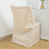 Beige Lifetime Polyester Reusable Folding Chair Cover, Durable Slip On Chair Cover