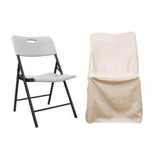 Beige Lifetime Polyester Reusable Folding Chair Cover