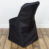 Black Polyester Lifetime Folding Chair Covers, Durable Reusable Slip On Chair Covers