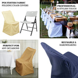 Ivory Polyester Lifetime Folding Chair Covers, Durable Reusable Slip On Chair Covers