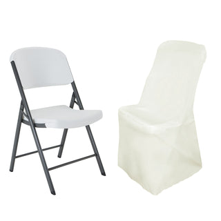 Durable and Reusable Ivory Polyester Lifetime Folding Chair Covers