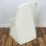 Ivory Polyester Lifetime Folding Chair Covers, Durable Reusable Slip On Chair Covers