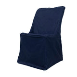 Navy Blue Lifetime Polyester Reusable Folding Chair Cover, Durable Slip On Chair Cover#whtbkgd