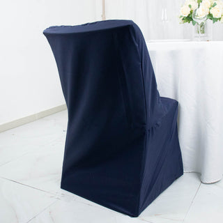 Navy Blue Lifetime Polyester Reusable Folding Chair Cover