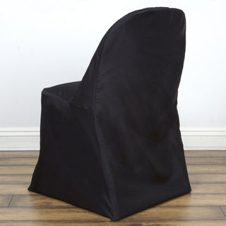 Upgrade Your Event Seating with Black Polyester Folding Flat Chair Covers