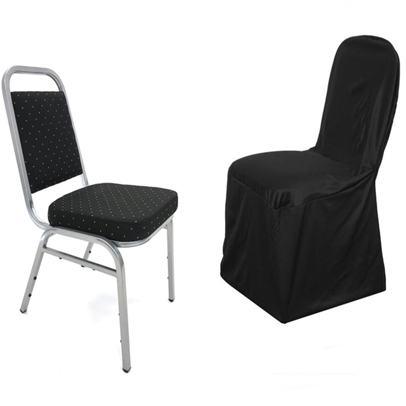 Black Stretch Slim Fit Scuba Chair Covers, Wrinkle Free Durable Slip On Chair Covers