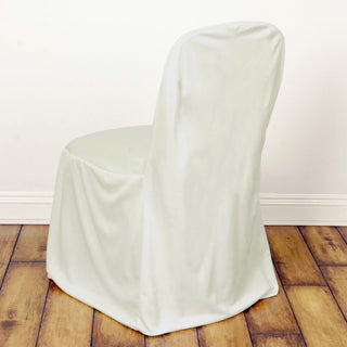 Durable Ivory Stretch Slim Fit Scuba Chair Covers