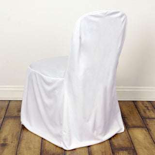 White Stretch Slim Fit Scuba Chair Covers for Elegant Event Décor