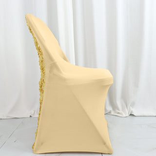 Effortlessly Create a Luxurious Atmosphere with Champagne Satin Rosette Chair Covers
