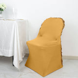 Gold Satin Rosette Spandex Stretch Fitted Folding Chair Cover