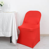 Red Satin Rosette Spandex Stretch Fitted Folding Chair Cover