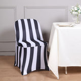 Black and White 2inch Striped Spandex Stretch Fitted Folding Chair Cover