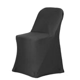 Black Spandex Stretch Folding Chair Cover, Fitted Chair Cover with Metallic Shimmer Tinsel Back