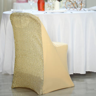 Upgrade Your Event with the Champagne Spandex Stretch Folding Chair Cover