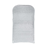 Silver Spandex Stretch Folding Chair Cover, Fitted Chair Cover with Metallic Shimmer Tinsel Back