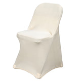 Beige Spandex Stretch Fitted Folding Slip On Chair Cover - 160 GSM#whtbkgd