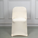 Beige Spandex Stretch Fitted Folding Chair Cover - 160 GSM