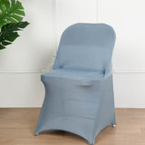 Elevate Your Event with the Dusty Blue Spandex Stretch Fitted Folding Chair Cover