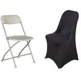 Black Spandex Stretch Fitted Folding Slip On Chair Cover - 160 GSM