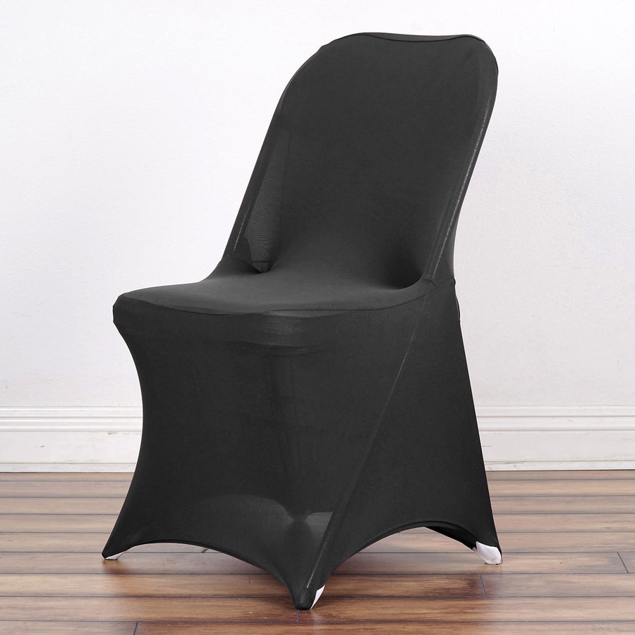 Black Spandex Stretch Fitted Folding Chair Cover - 160 GSM