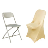 Champagne Spandex Stretch Fitted Folding Slip On Chair Cover - 160 GSM