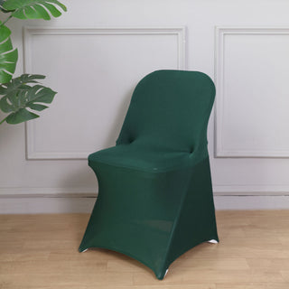 Elevate Your Event with the Hunter Emerald Green Spandex Stretch Fitted Folding Chair Cover