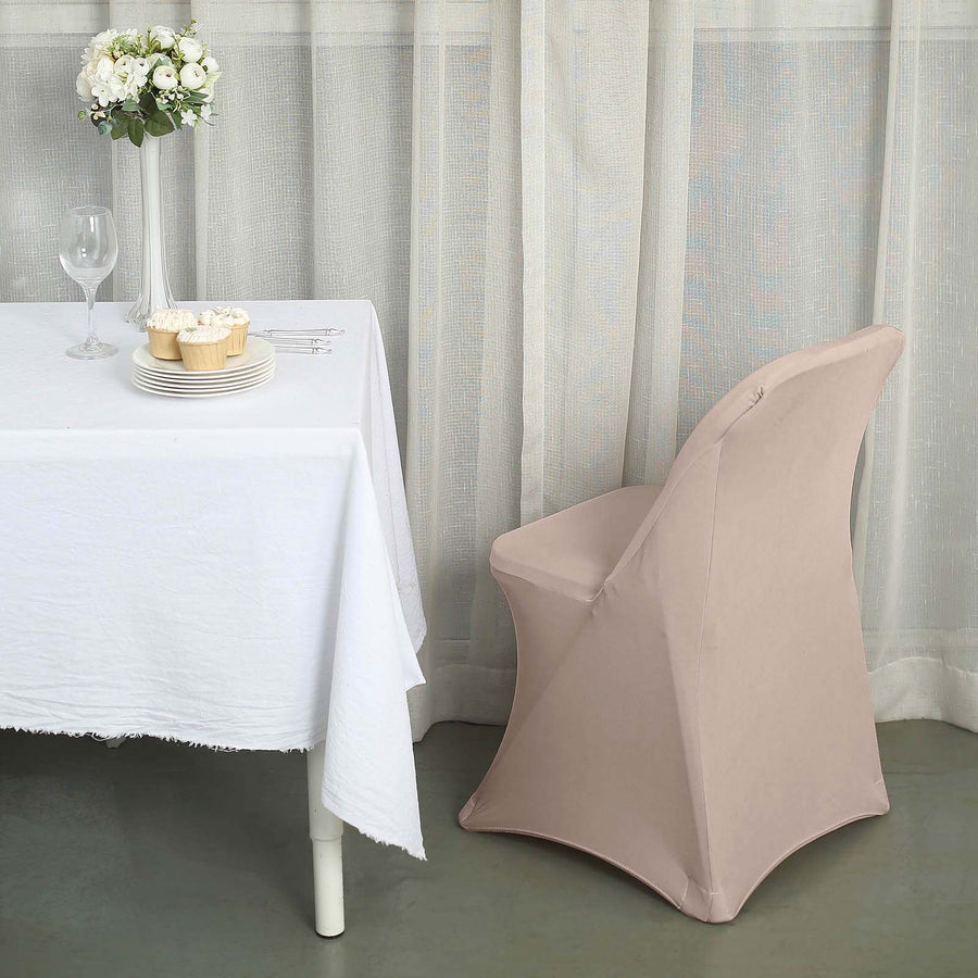 Nude Spandex Stretch Fitted Folding Slip On Chair Cover - 160 GSM