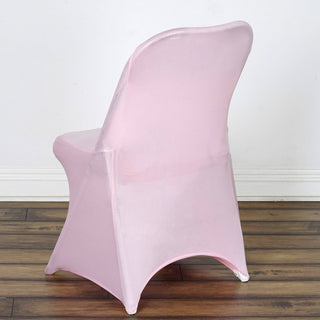 Add Elegance to Your Event with the Pink Spandex Stretch Fitted Folding Chair Cover