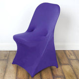 Purple Spandex Stretch Fitted Folding Slip On Chair Cover - 160 GSM
