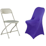 Purple Spandex Stretch Fitted Folding Slip On Chair Cover - 160 GSM