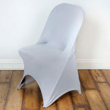 Silver Spandex Stretch Fitted Folding Slip On Chair Cover - 160 GSM