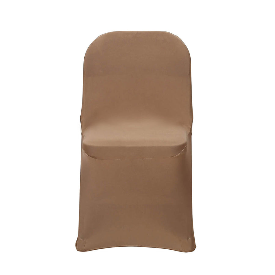 Taupe Spandex Stretch Fitted Folding Chair Cover - 160 GSM
