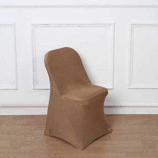 Transform Your Event with the Taupe Spandex Stretch Fitted Folding Chair Cover