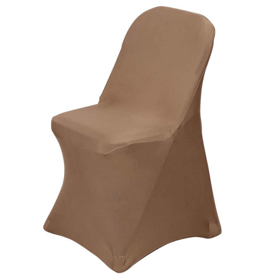 Taupe Spandex Stretch Fitted Folding Slip On Chair Cover - 160 GSM#whtbkgd