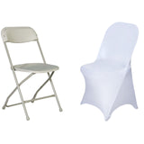White Spandex Stretch Fitted Folding Chair Cover - 160 GSM
