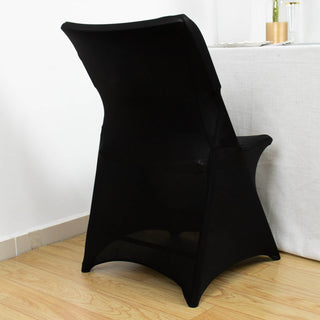 Black Stretch Spandex Fitted Chair Cover with Foot Pockets