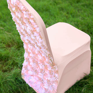 Luxurious and Durable Blush Stretch Rosette Chair Cover