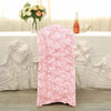 Blush/Rose Gold Satin Rosette Spandex Stretch Banquet Chair Cover, Fitted Chair Cover