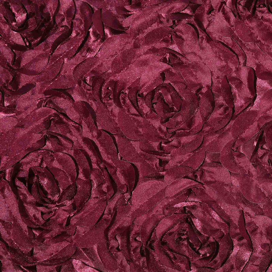 Burgundy Satin Rosette Spandex Stretch Banquet Chair Cover, Fitted Chair Cover