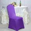 Purple Satin Rosette Spandex Stretch Banquet Chair Cover, Fitted Chair Cover