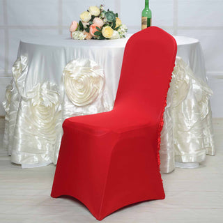 Add Glamour and Elegance to Your Event with Red Satin Rosette Spandex Stretch Banquet Chair Cover